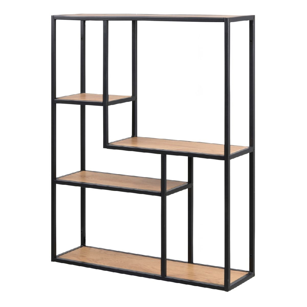 Sparks Wooden Wall Shelf With 4 Shelves In Oak And Black