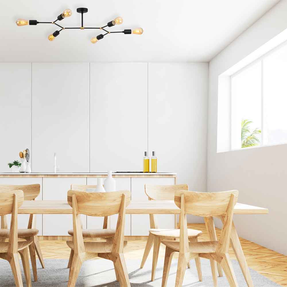 Sparrow 6 Light Metal Ceiling Cluster Light in Black