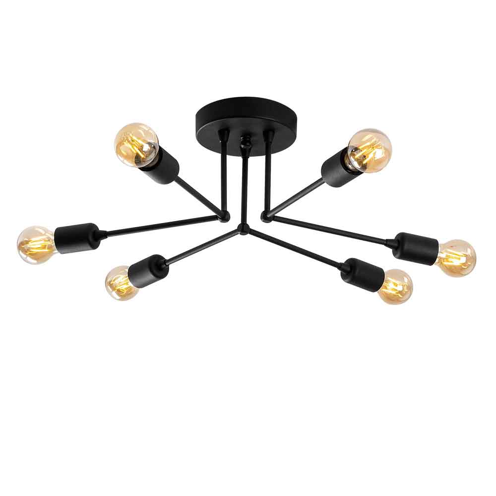 Sparrow 6 Light Metal Ceiling Light in Black