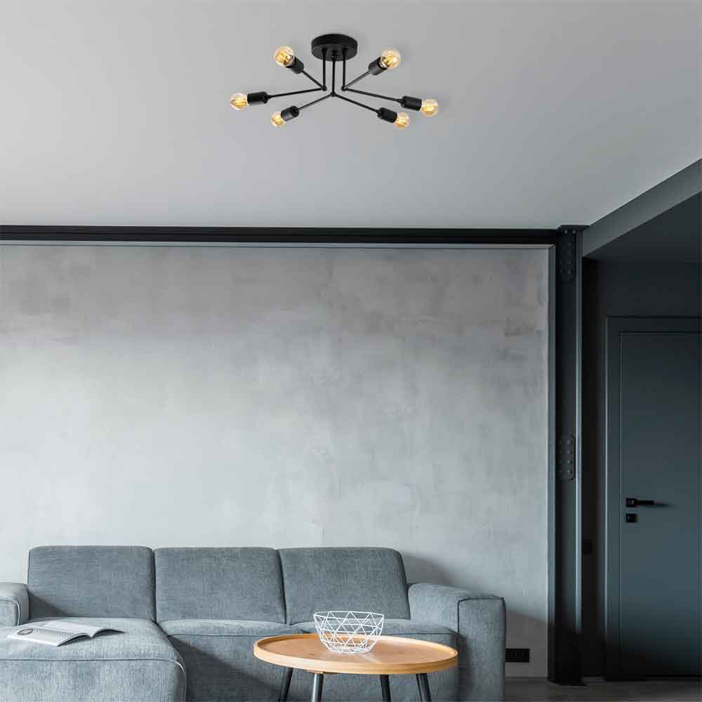 Sparrow 6 Light Metal Ceiling Light in Black