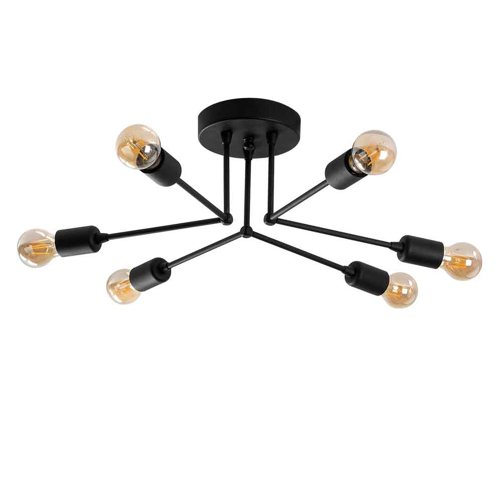 Sparrow 6 Light Metal Ceiling Light in Black