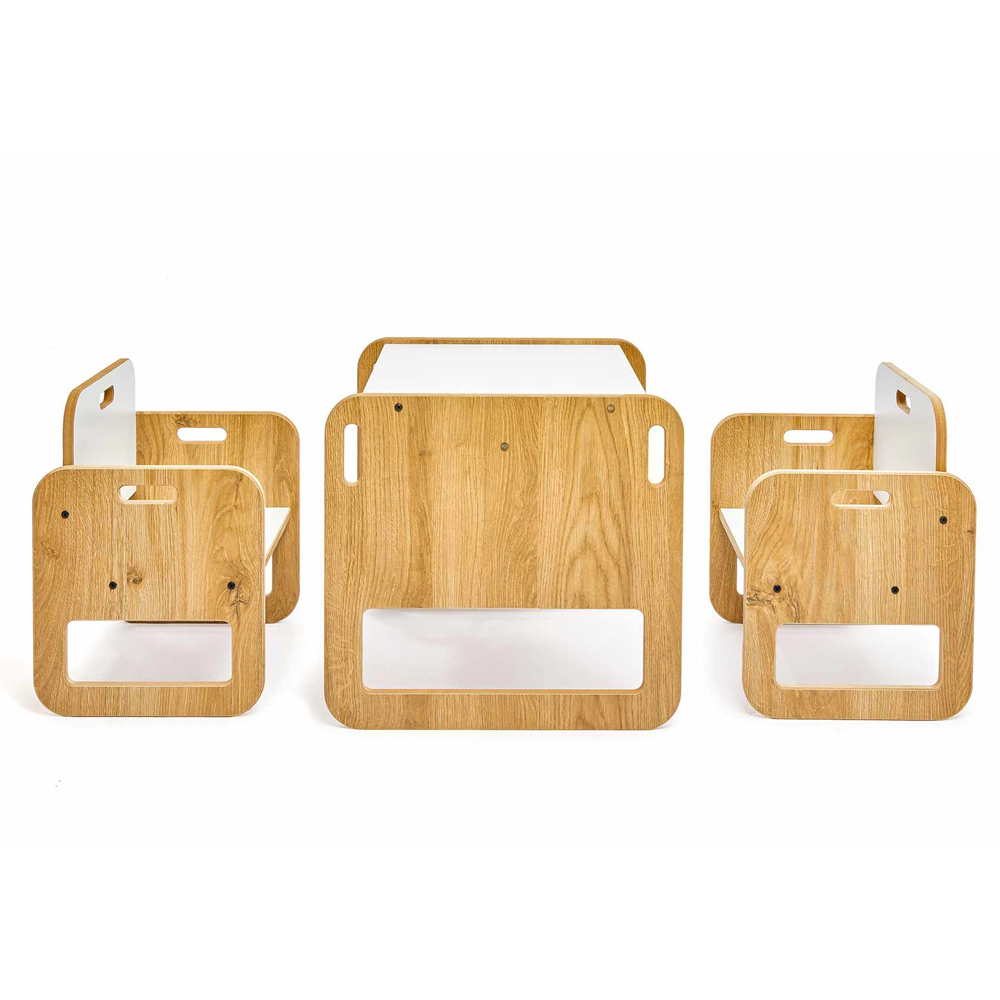 Sparrow Wooden Table with 2 Chairs in White and Natural