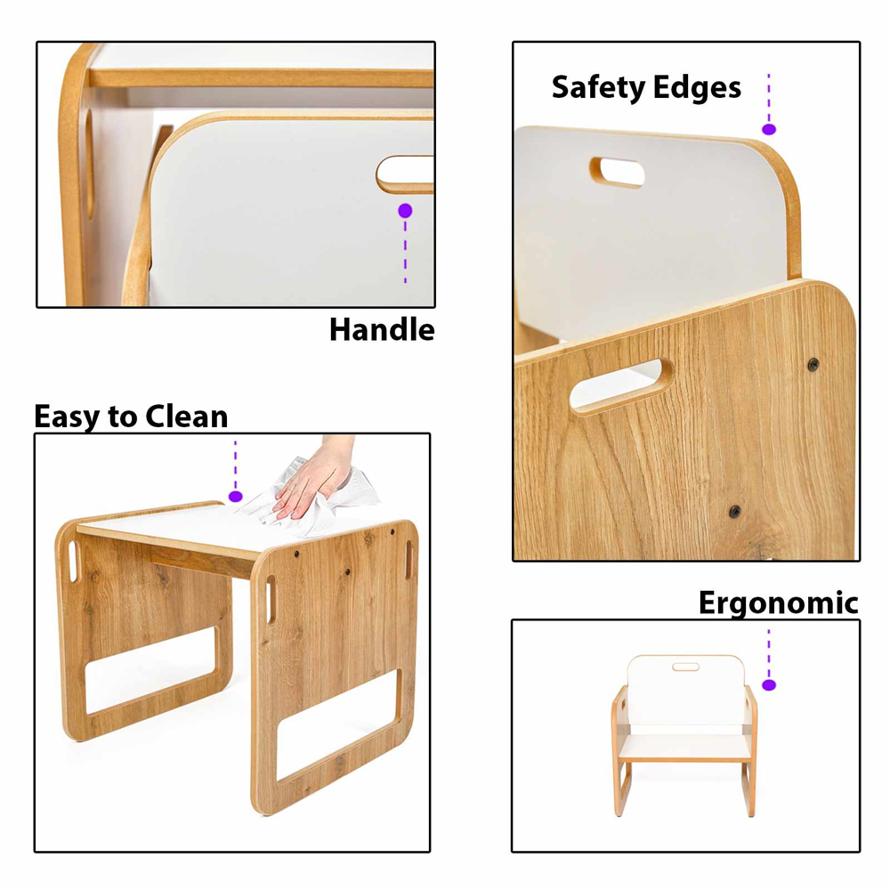 Sparrow Wooden Table with 2 Chairs in White and Natural
