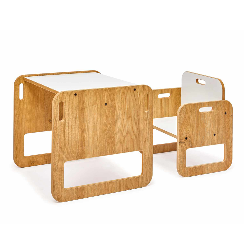 Sparrow Wooden Table and Chair in White and Natural