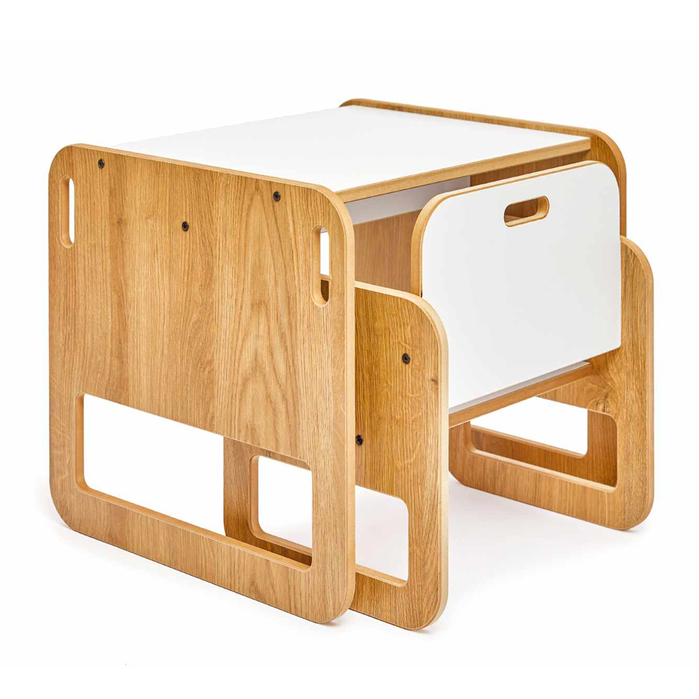 Sparrow Wooden Table and Chair in White and Natural
