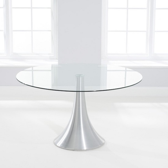 Sparta Round Glass Dining Table In Clear With Chrome Base_3