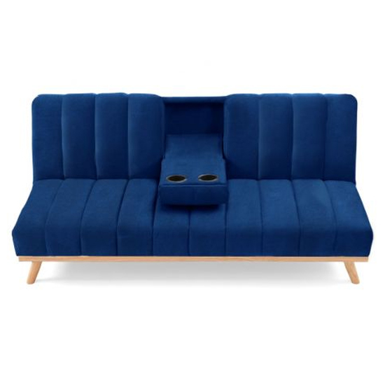 Spazzate Velvet 3 Seater Fold Down Sofa Bed In Blue_6