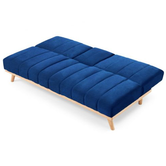 Spazzate Velvet 3 Seater Fold Down Sofa Bed In Blue_7