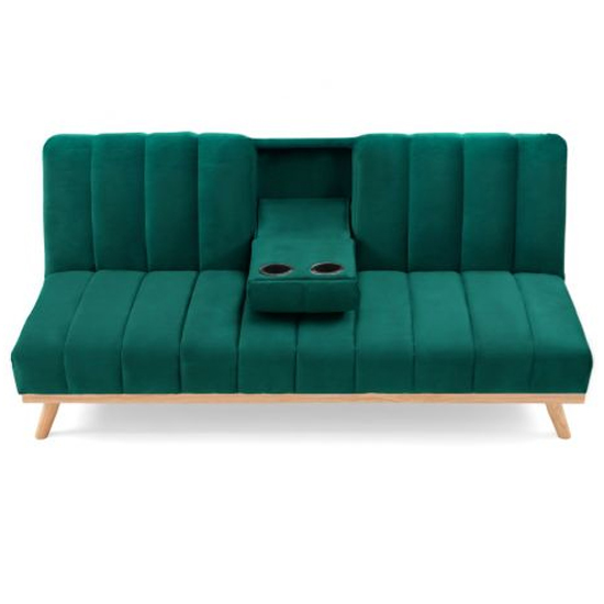 Spazzate Velvet 3 Seater Fold Down Sofa Bed In Green_6