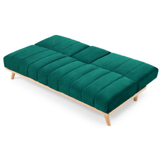 Spazzate Velvet 3 Seater Fold Down Sofa Bed In Green_7