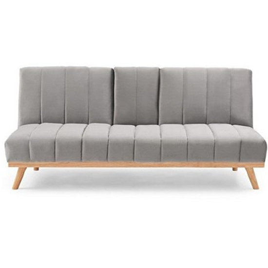 Spazzate Velvet 3 Seater Fold Down Sofa Bed In Grey_5