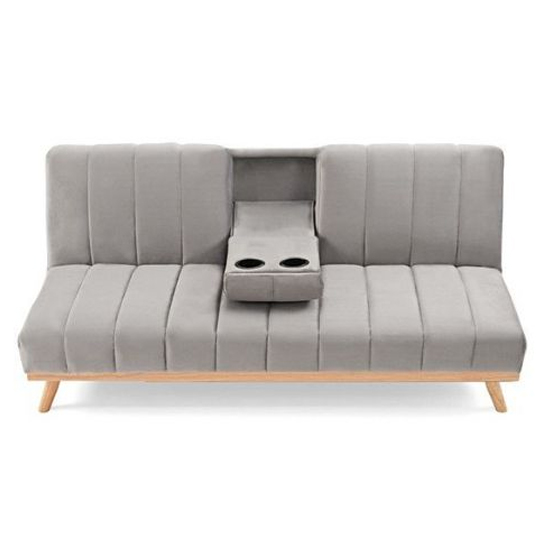 Spazzate Velvet 3 Seater Fold Down Sofa Bed In Grey_6