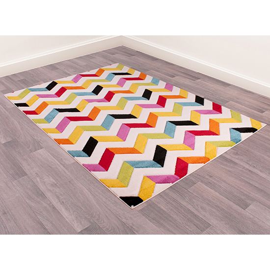 Spectra Carved 120x170cm Coral Rug In Multi-Colour