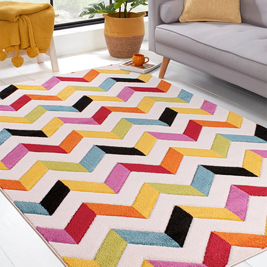 Photo of Spectra carved 160x230cm coral rug in multi-colour