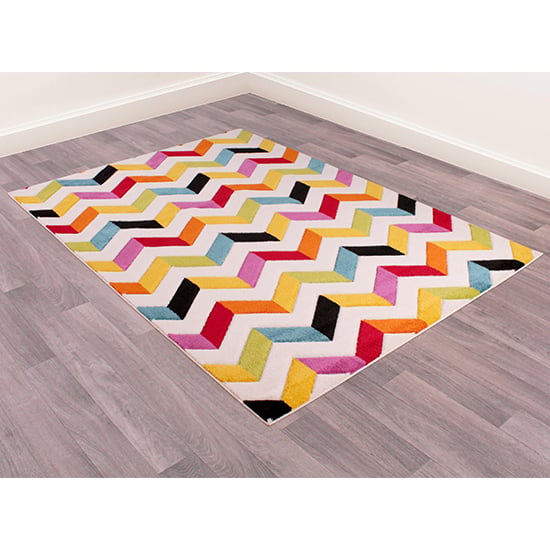 Spectra Carved 80x150cm Coral Rug In Multi-Colour