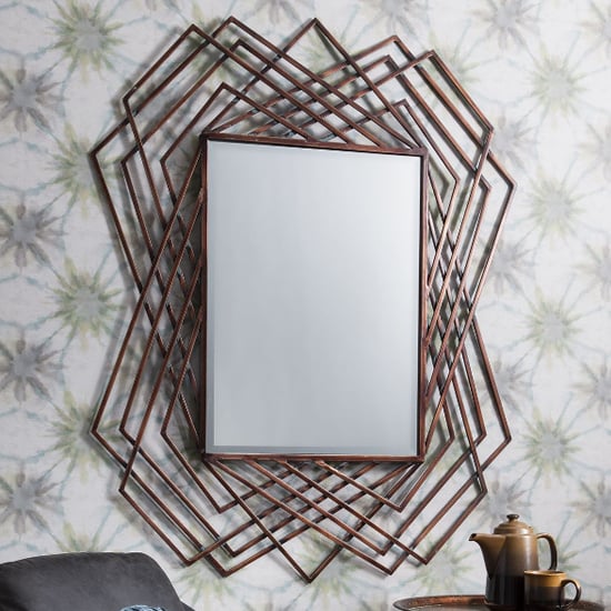 Product photograph of Spectra Rectangular Wall Mirror In Copper Frame from Furniture in Fashion