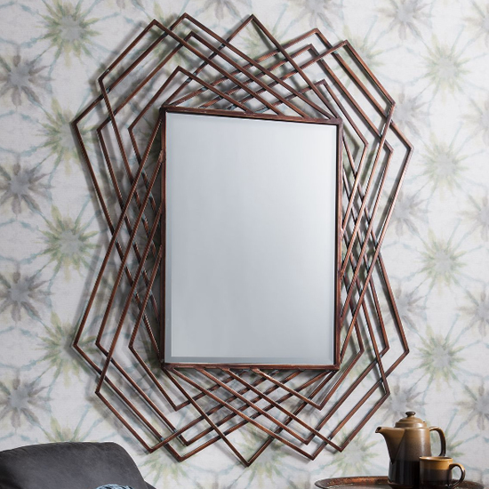 Product photograph of Spectra Rectangular Wall Mirror In Copper Frame from Furniture in Fashion