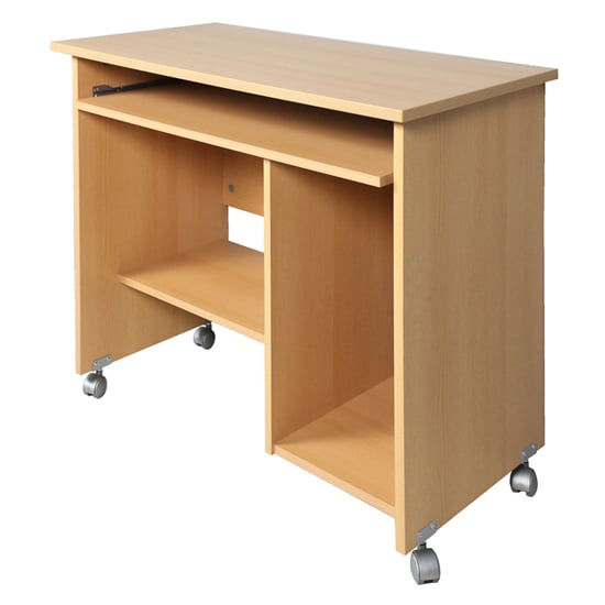 Compact Computer Trolley In Beech With Rollers Sale