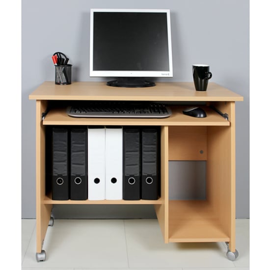 Compact Computer Trolley In Beech With Rollers Sale