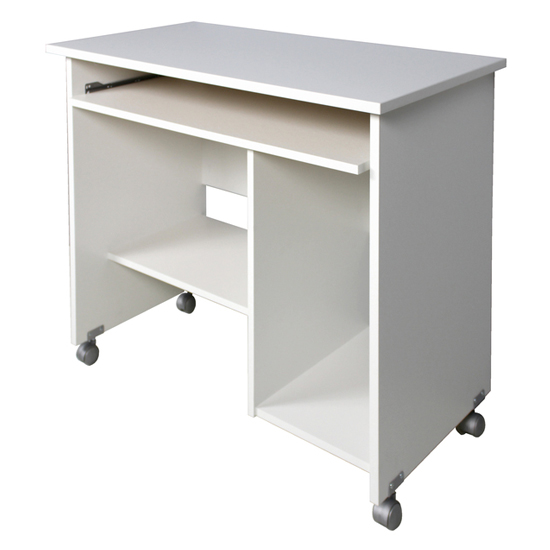 Compact Computer Trolley In White With Rollers Furniture in Fashion