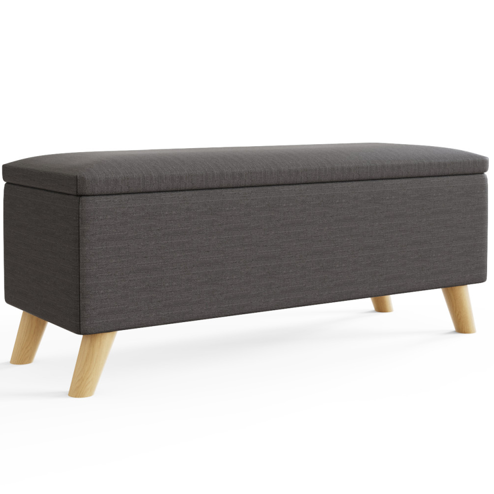 Speke Fabric Storage Ottoman In Charcoal Grey