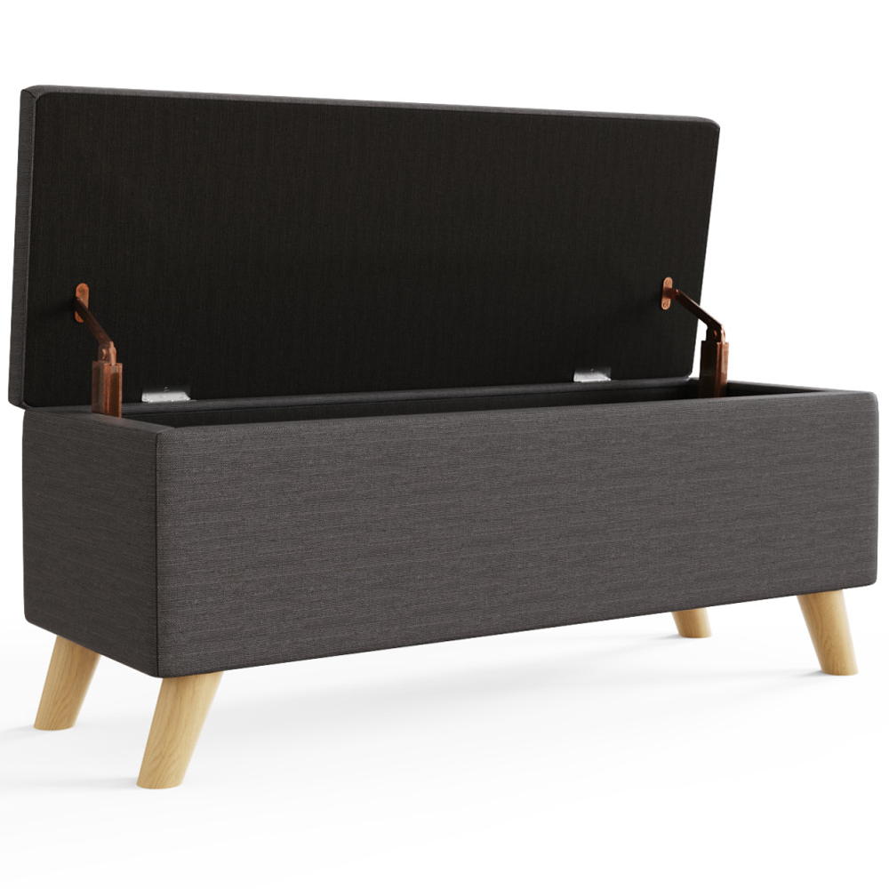 Speke Fabric Storage Ottoman In Charcoal Grey