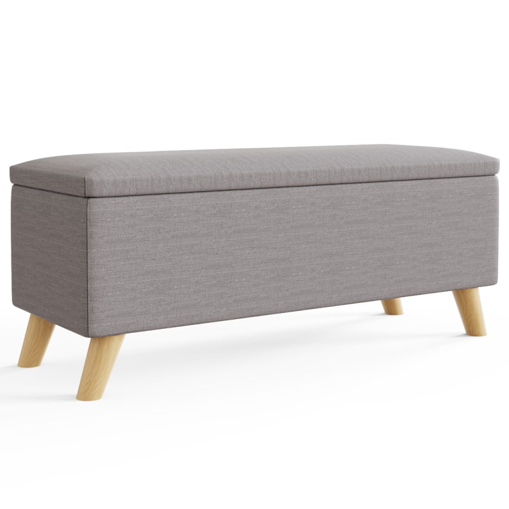 Speke Fabric Storage Ottoman In Light Grey