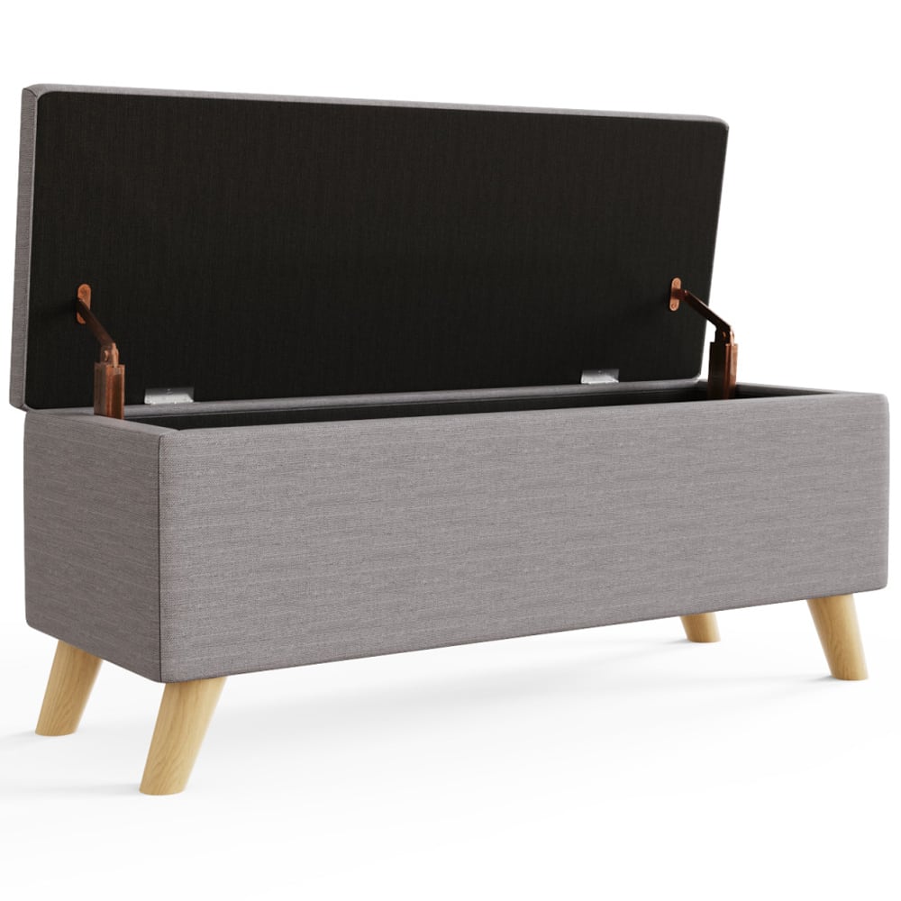 Speke Fabric Storage Ottoman In Light Grey
