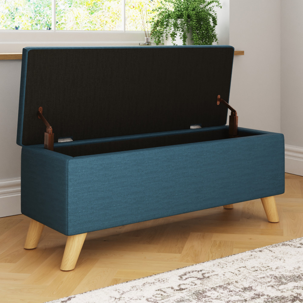 Speke Fabric Storage Ottoman In Teal
