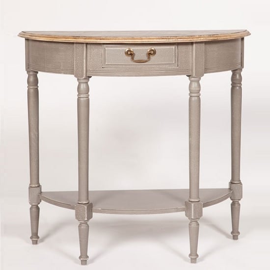 Spencer Wooden Half Moon Console Table In Grey 36001