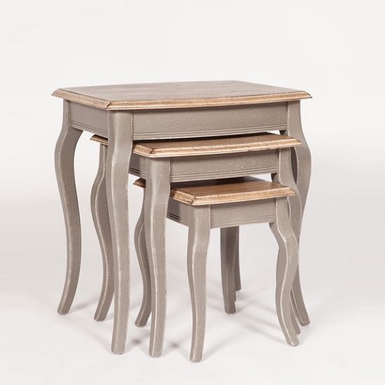 Spencer Wooden Nest Of Tables In Grey With 3 Tables 36004