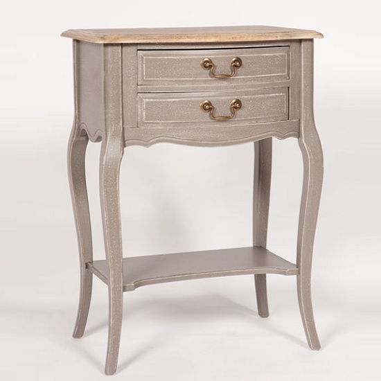 Spencer Wooden Telephone Table In Grey With 2 Drawers 36008