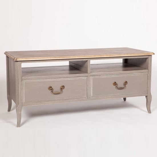 Spencer Wooden TV Stand In Grey With 2 Drawers 36005