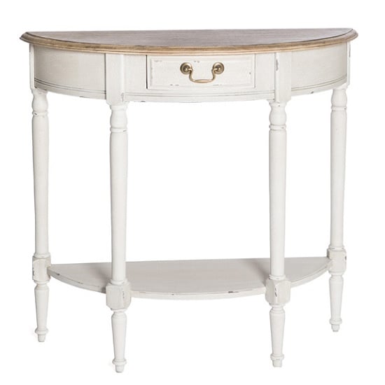 Spencer Wooden Half Moon Console Table In White 31161