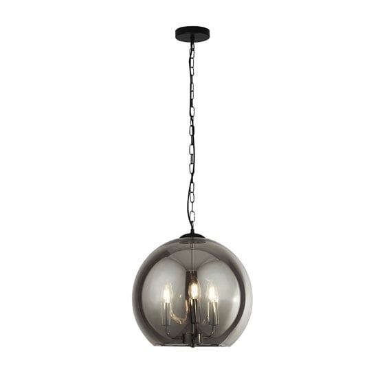 Sphere 3 Pendant Light In Black And Chrome With Smoked Glass