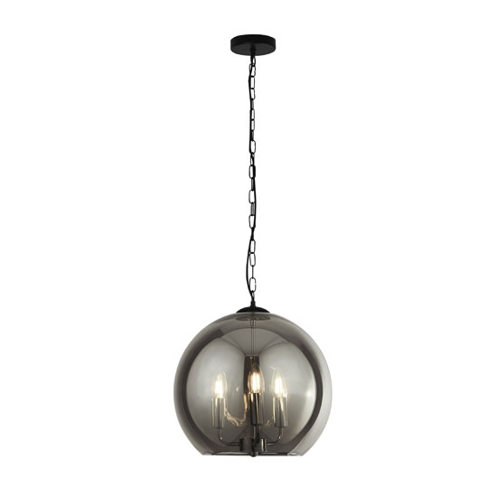 Read more about Sphere 3 pendant light in black and chrome with smoked glass