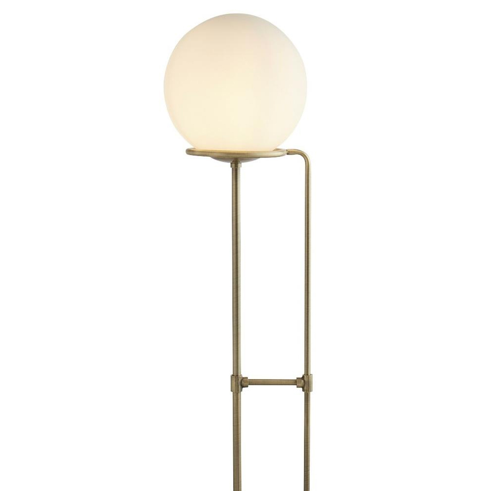 Sphere Opal Glass Floor Lamp In Antique Brass