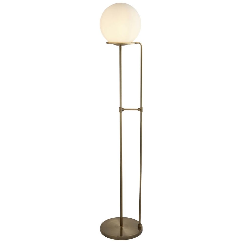 Read more about Sphere opal glass floor lamp in antique brass