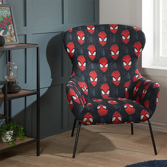 Read more about Spider-man childrens fabric occasional chair in black