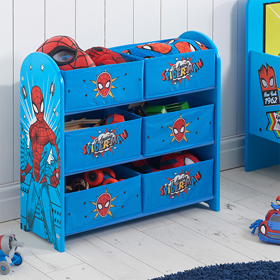 Product photograph of Spider-man Childrens Wooden Storage Cabinet In Blue from Furniture in Fashion