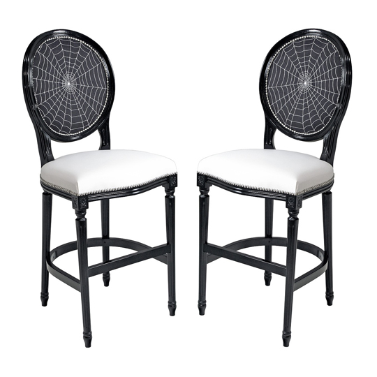 Read more about Spiders web georgian black short bar stool in pair