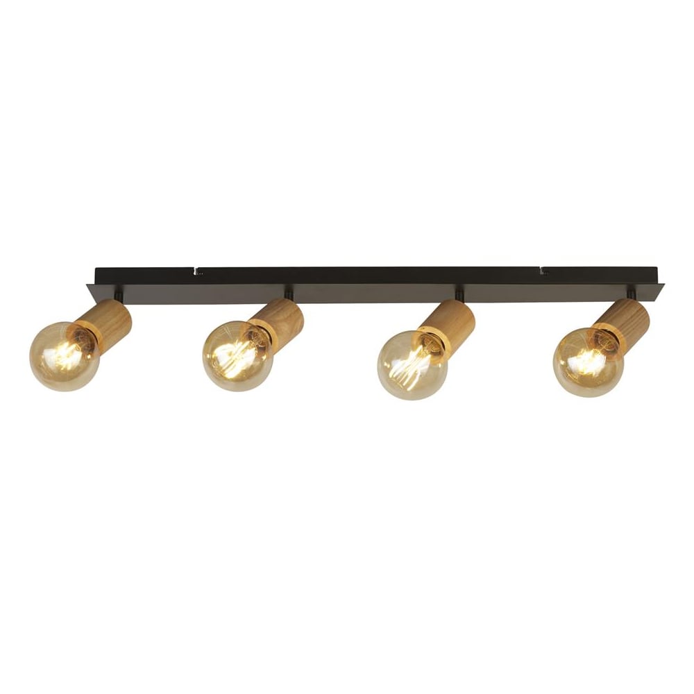 Read more about Spinny 4 light bar spotlight in wood and matt black