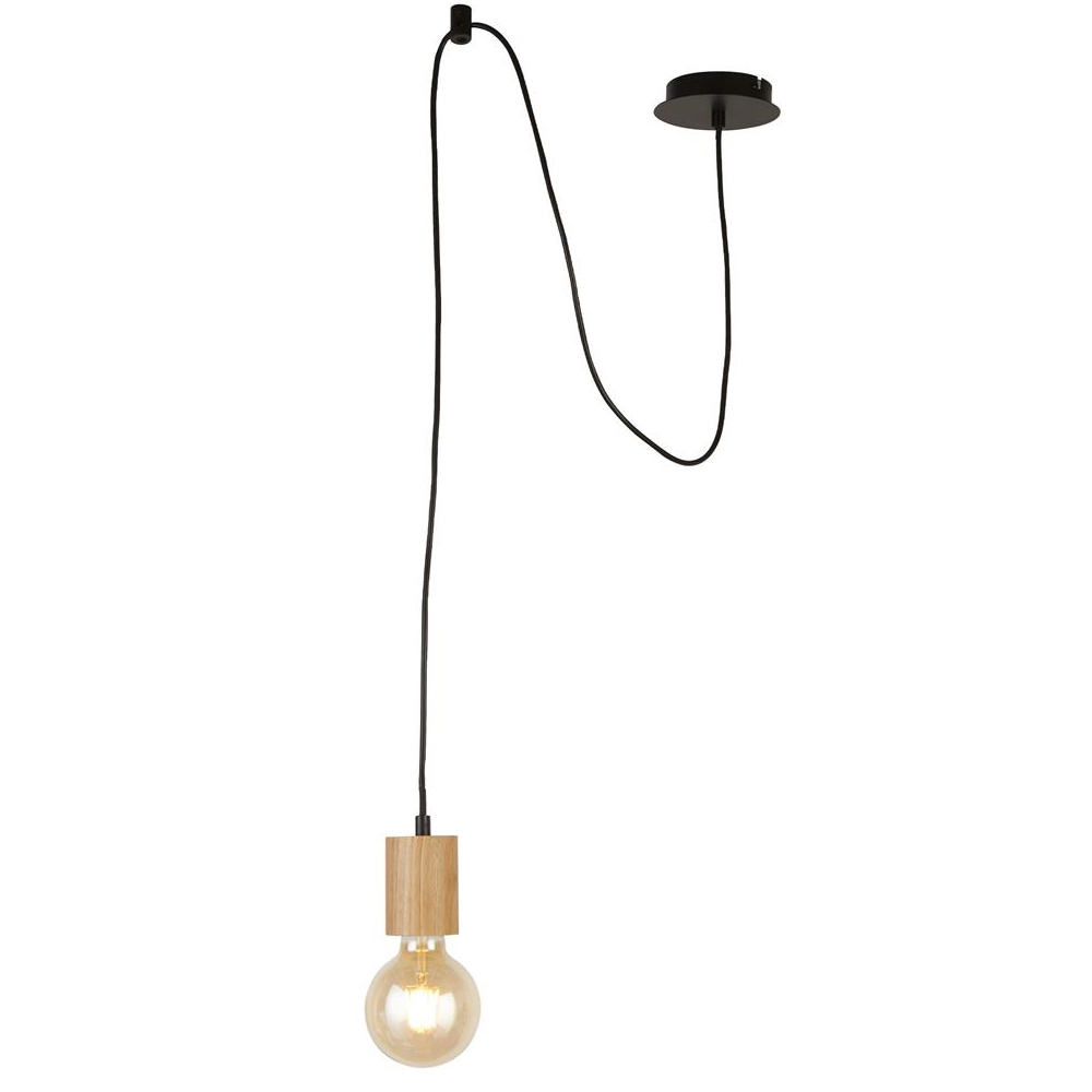 Read more about Spinny ceiling pendant light in wood and matt black