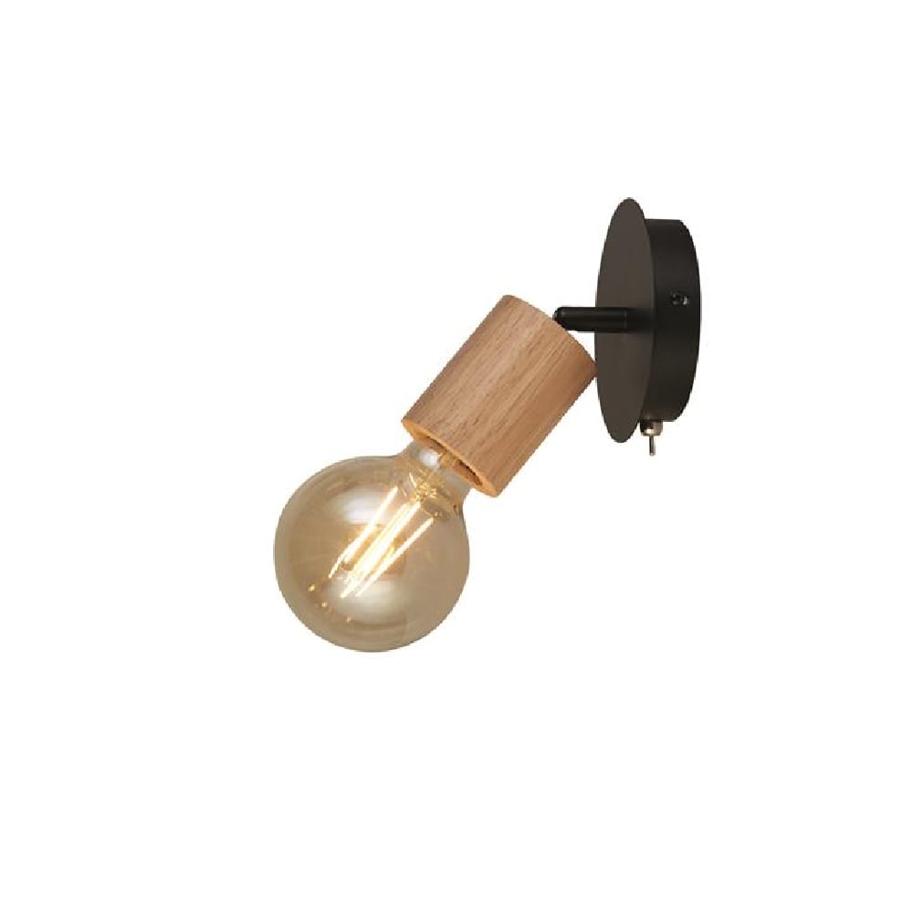 Read more about Spinny spotlight wall light in wood and matt black
