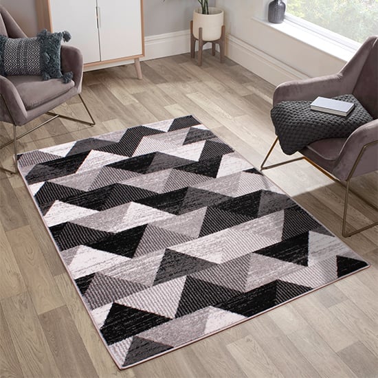 Product photograph of Spirit 120x170cm Triangle Design Rug In Black from Furniture in Fashion