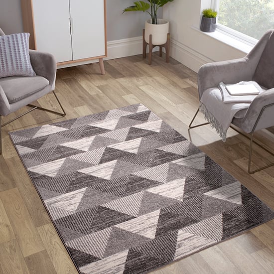 Product photograph of Spirit 120x170cm Triangle Design Rug In Grey from Furniture in Fashion
