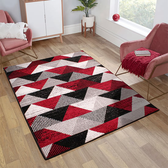 Product photograph of Spirit 120x170cm Triangle Design Rug In Red from Furniture in Fashion