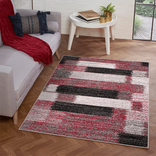 Photo of Spirit 66x230cm mosaic design rug in red and grey