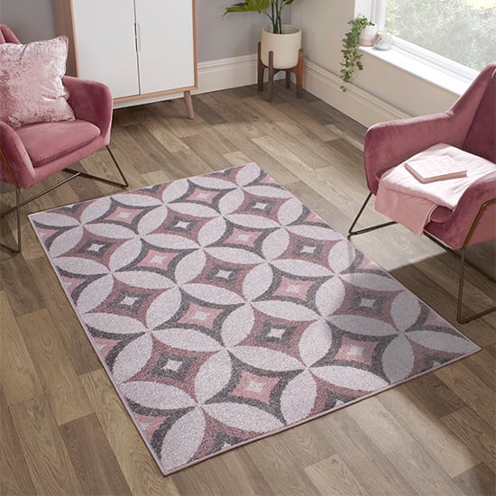 Product photograph of Spirit 66x230cm Star Design Rug In Blush from Furniture in Fashion