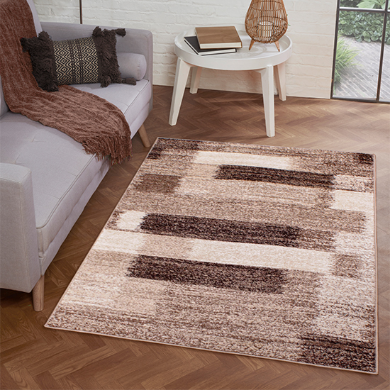 Photo of Spirit 80x150cm mosaic design rug in brown and beige